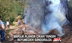 Makilik alanda çıkan yangın büyümeden söndürüldü