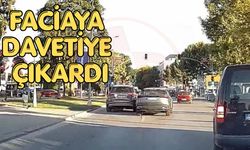Trafiğin yoğunluğuna aldırmadan makas attı