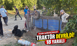 Fındık işçilerini taşıyan traktör devrildi: 18 yaralı!
