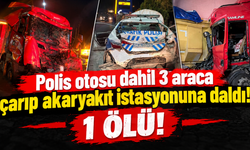 Polis otosu dahil 3 araca çarpıp akaryakıt istasyonuna daldı!