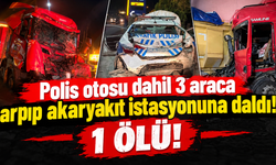 Polis otosu dahil 3 araca çarpıp akaryakıt istasyonuna daldı!