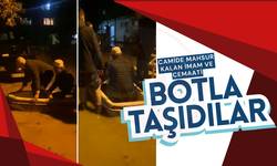 Camide mahsur kalan imam ve cemaati botla taşıdılar