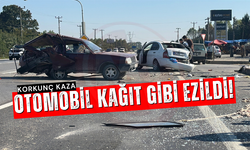 Korkunç kaza: Otomobil kağıt gibi ezildi!