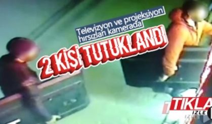 Televizyon ve projeksiyon hırsızları kamerada