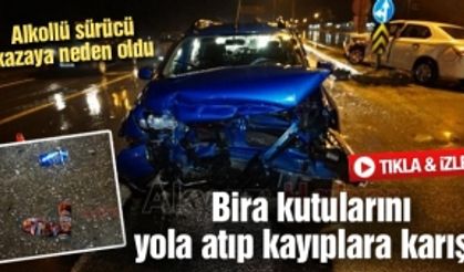 Bira kutularını yola atıp kayıplara karıştı