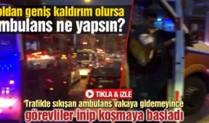 Yoldan geniş kaldırım olursa ambulans ne yapsın!