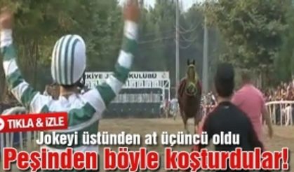 Jokeyi üstünden at üçüncü oldu