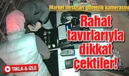 Market hırsızları güvenlik kamerasında