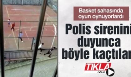 Polis sirenini duyunca böyle kaçtılar!