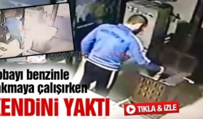 Sobayı benzinle yakmaya çalışırken kendini yaktı