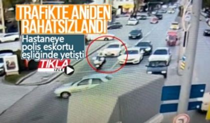 Trafikte rahatsızlanan kadın için polis harekete geçti