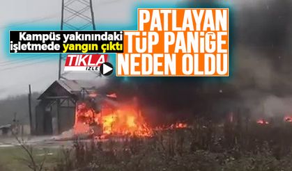 Kampüs yakınında patlayan tüp paniğe neden oldu