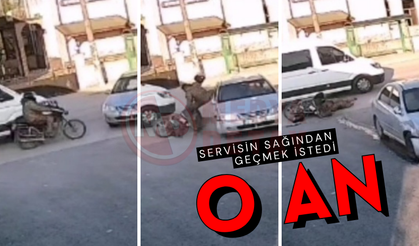 Servisin sağından geçmek istedi: Otomobile çarptı!