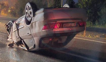 Kontrolden çıkan otomobil takla attı!