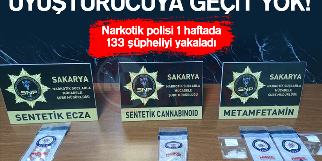 Narkotik polisi 1 haftada 133 şüpheliyi yakaladı