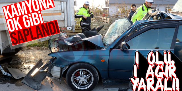 Kamyona ok gibi saplandı: 1 ölü, 1 ağır yaralı!