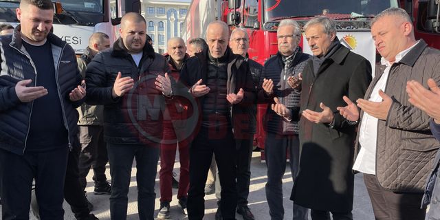 Yardım tırları dualarla uğurlandı