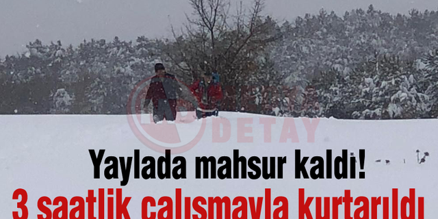 Yaylada mahsur kaldı! 3 saatlik çalışmayla kurtarıldı