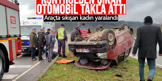 Kontrolden çıkan otomobil takla attı