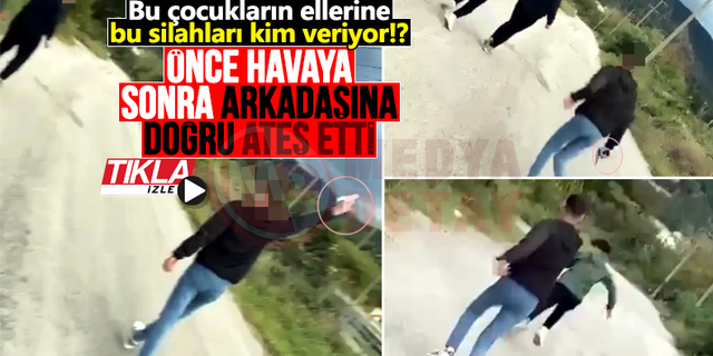 Önce havaya, sonra arkadaşına ateş etti!