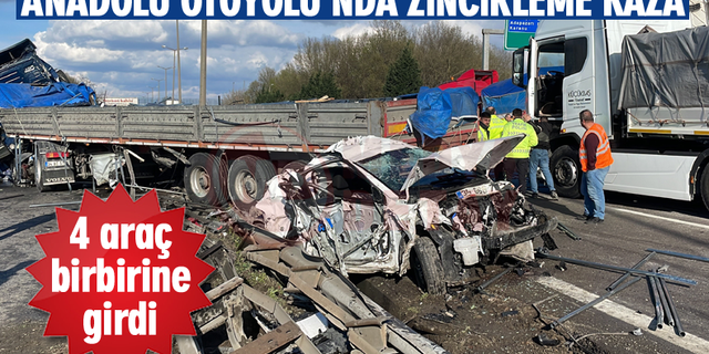 Anadolu Otoyolu’nda zincirleme kaza! 4 araç birbirine girdi