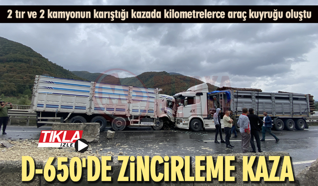 D-650'de zincirleme kaza!