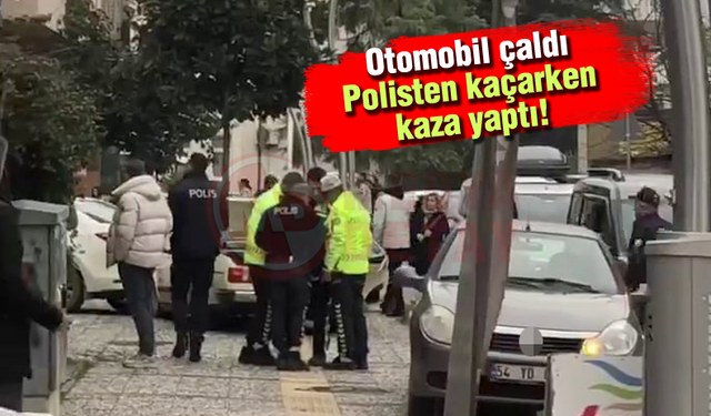 Otomobil çaldı! Polisten kaçarken kaza yaptı