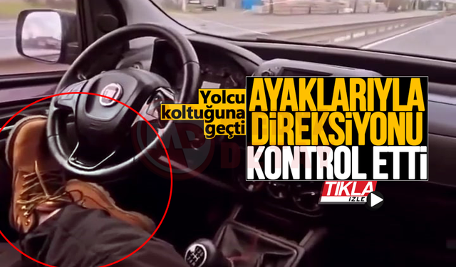 Otomobili ayaklarıyla kullandı!