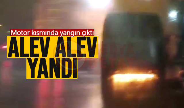 Hafif ticari araç alev alev yandı