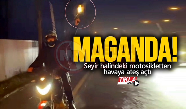 Seyir halindeki motosikletten havaya ateş açtı