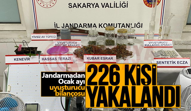 Jandarmadan Ocak ayı uyuşturucu bilançosu