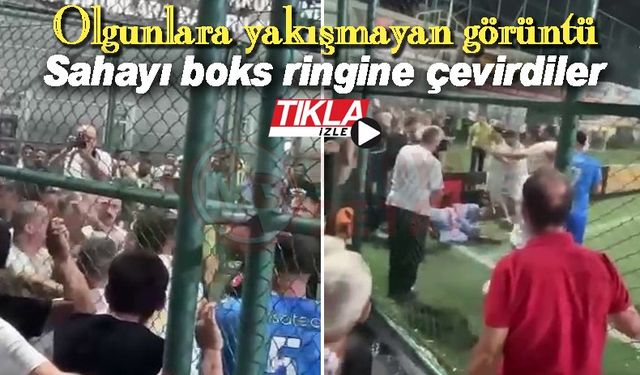 Olgunlara yakışmayan görüntü! Sahayı boks ringine çevirdiler