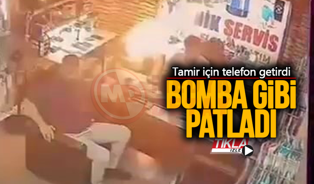 Tamir için bırakılan telefon bomba gibi patladı!