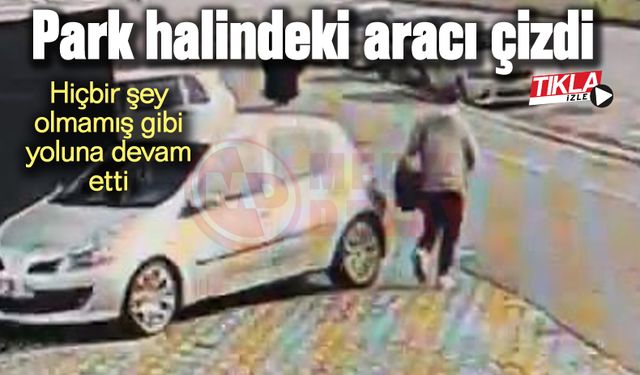 Park halindeki aracı çizdi!