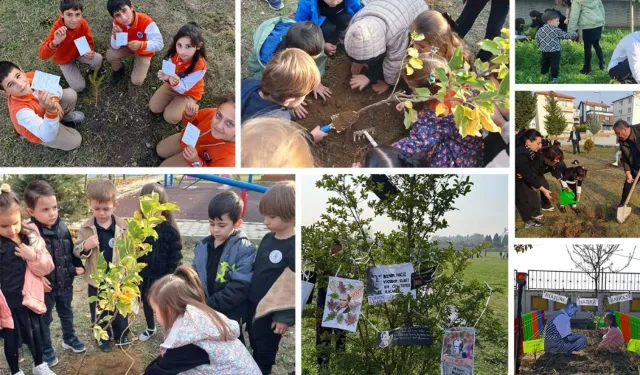 Okullarda fidanlar Atatürk ve vatan sevgisi mesajlarıyla toprakla buluştu