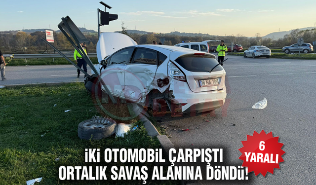 İki otomobil çarpıştı ortalık savaş alanına döndü!