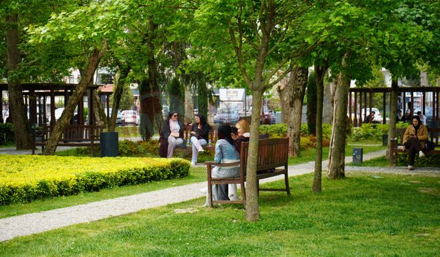Güneşli havayı fırsat bilen vatandaşlar park ve caddelere akın etti