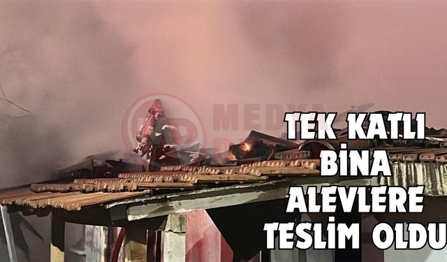 Tek katlı bina alevlere teslim oldu
