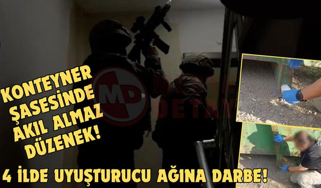 Konteyner şasesindeki akıl almaz uyuşturucu düzeneği dikkat çekti