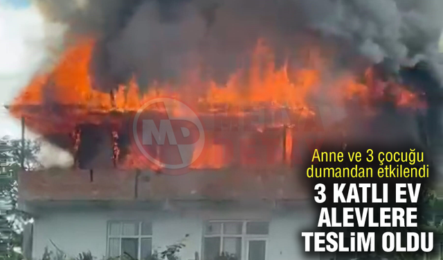 3 Katlı ev alevlere teslim oldu