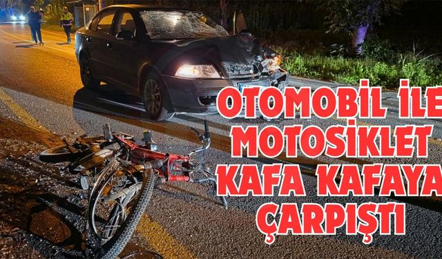 Otomobil ile motosiklet kafa kafaya çarpıştı!