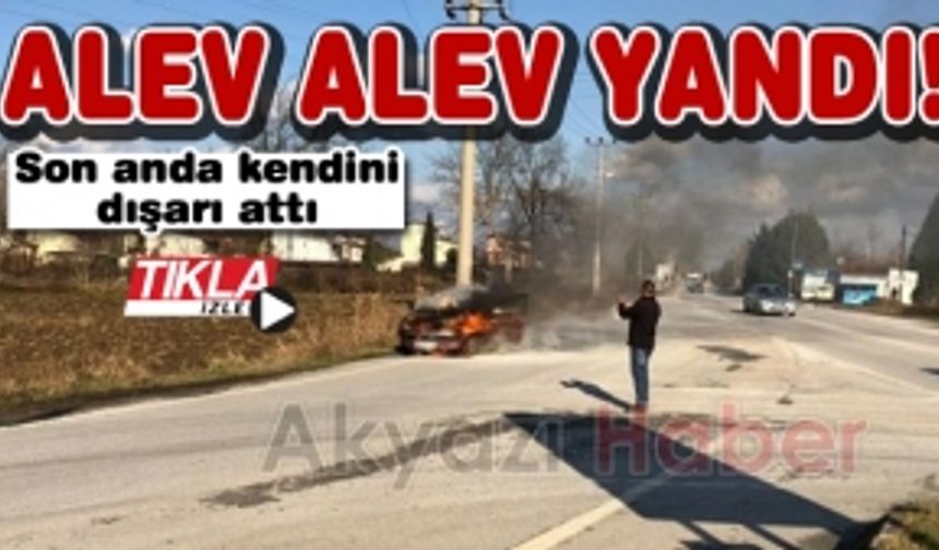 Seyir halindeki araçta yangın çıktı