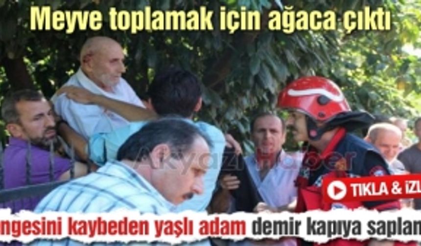 Dengesini kaybeden yaşlı adam demir kapıya saplandı