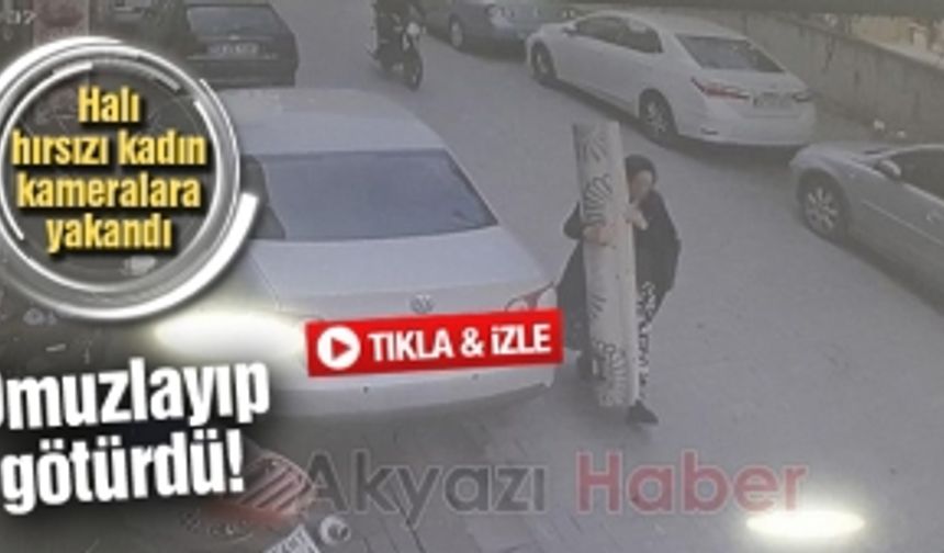 Halı hırsızı kadın kameralara yakandı