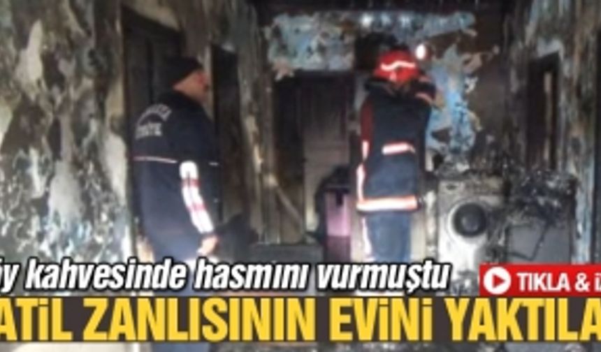 Katil zanlısının evini yaktılar