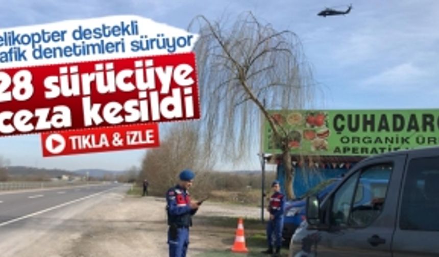 Jandarmadan helikopter destekli trafik denetimi