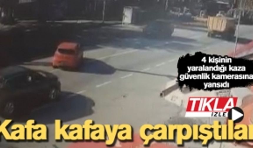 Otomobille cipin kafa kafaya çarpıştığı kaza güvenlik kamerasına yansıdı