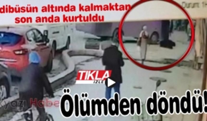 Midibüsün altında kalmaktan son anda kurtuldu