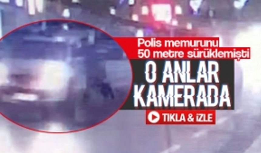 Polis memurunu 50 metre sürükledi