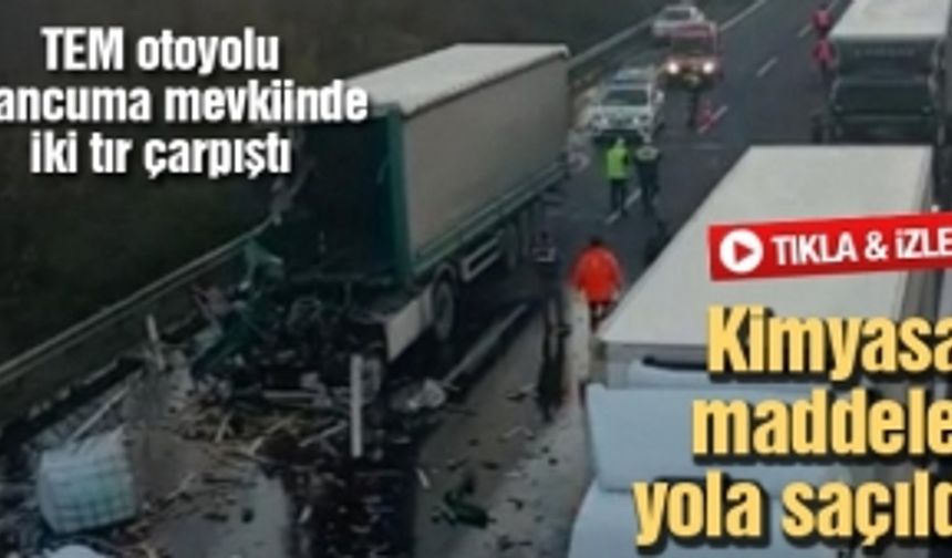 TEM otoyolu Alancuma mevkiinde iki tır çarpıştı